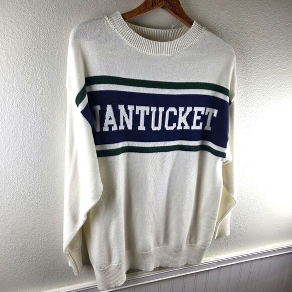 Men's Moonrise Nantucket White Oversized Pull Over Sweater Size Small - Picture 4 of 8